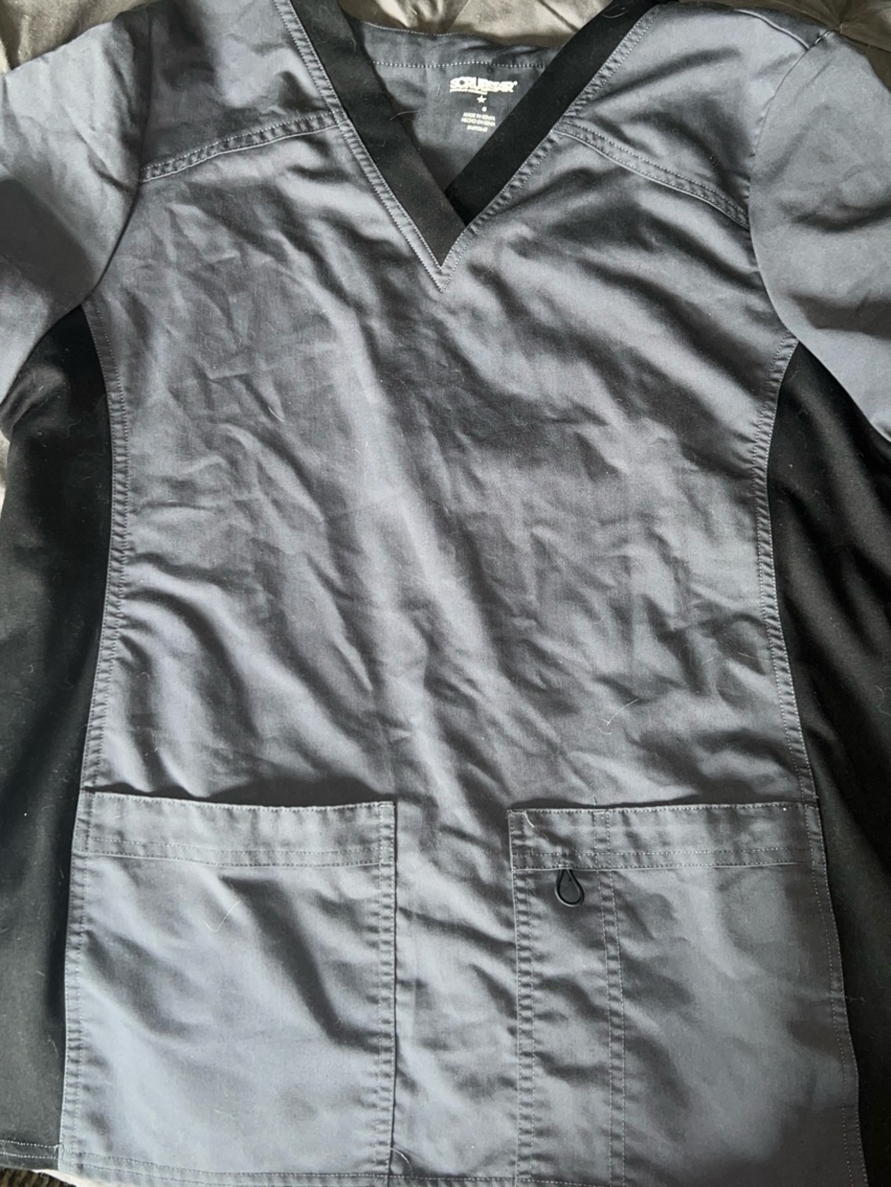 Scrubstar Grey and Black V-Neck Medical Scrub Top